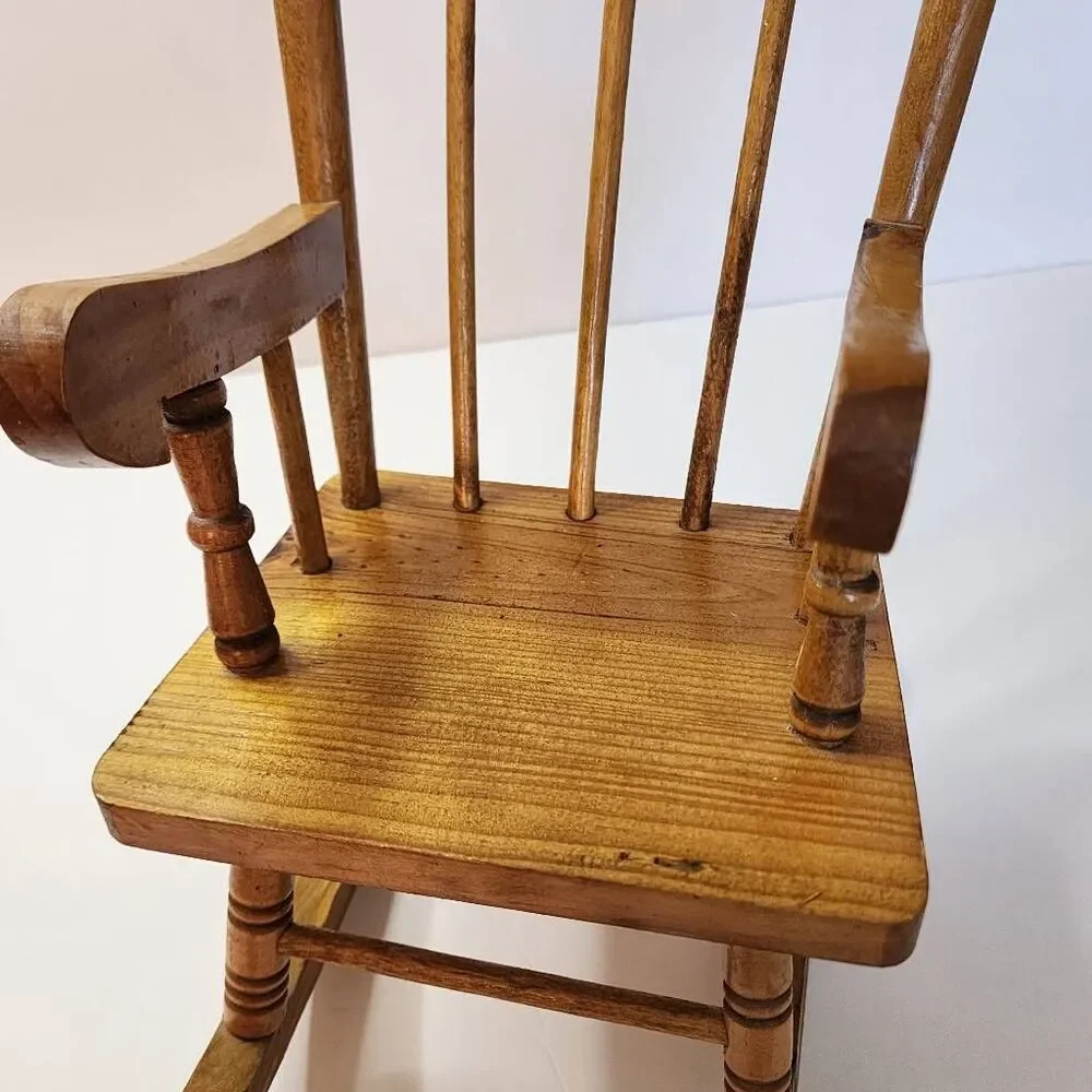 Wooden Vintage Light Maple Doll Rocking Chair